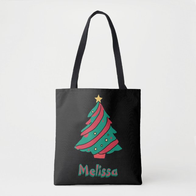 Weihnachtsbaummädchen Name Black Shopping Tasche (Vorderseite)