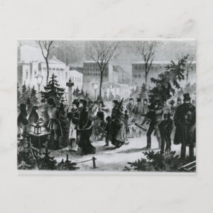 Weihnachtsbaummarkt im Augustusplatz Feiertagspostkarte