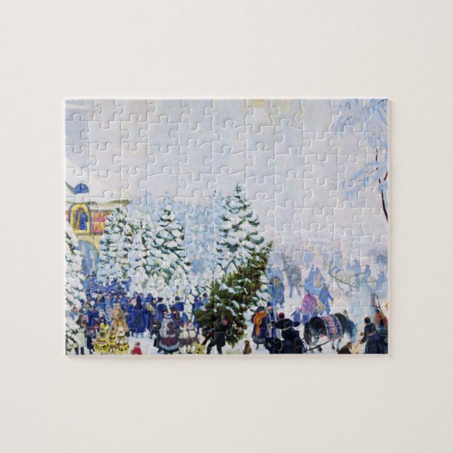 Weihnachtsbaummarkt in Russland (Boris Kustodiev) (Horizontal)