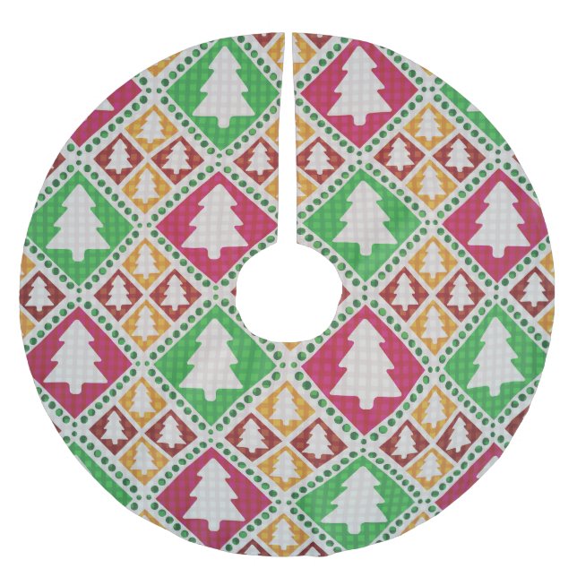 Weihnachtsbaummuster aus dem 19. Jahrhundert. Polyester Weihnachtsbaumdecke (Vorderseite)