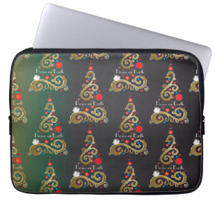 Weihnachtsbaummuster aus grünem Gold Laptopschutzhülle