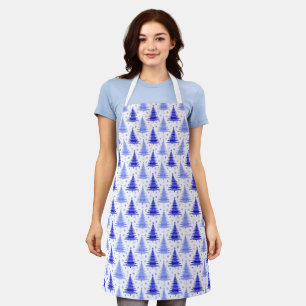 Weihnachtsbaummuster Blaues Design Schürze