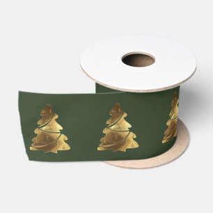 Weihnachtsbaummuster Elegant Hunter Green Gold Satinband