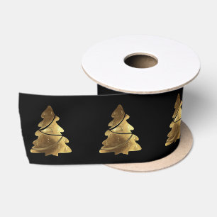 Weihnachtsbaummuster Elegant Schwarz und Gold Satinband