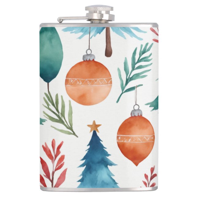 Weihnachtsbaummuster Flachmann (Vorderseite)