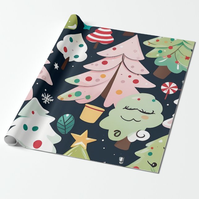 Weihnachtsbaummuster Geschenkpapier (Ungerollt)