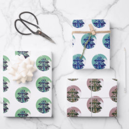 Weihnachtsbaummuster Geschenkpapier Set