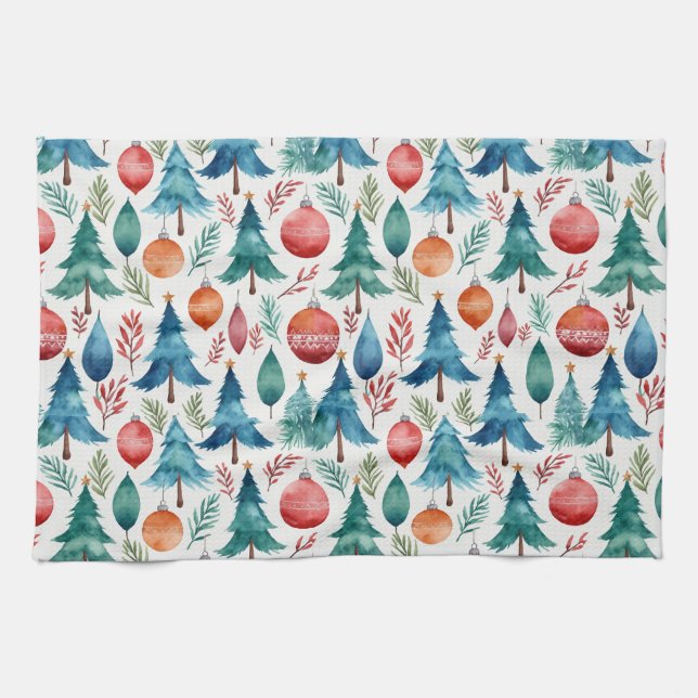 Weihnachtsbaummuster Geschirrtuch (Horizontal)