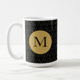 Weihnachtsbaummuster in Schwarz, Weiß und Gold Kaffeetasse