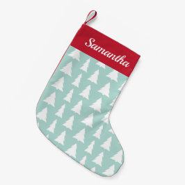Weihnachtsbaummuster Mint Grüner Individuelle Name Kleiner Weihnachtsstrumpf