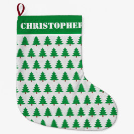Weihnachtsbaummuster mit Individuelle Name Großer Weihnachtsstrumpf