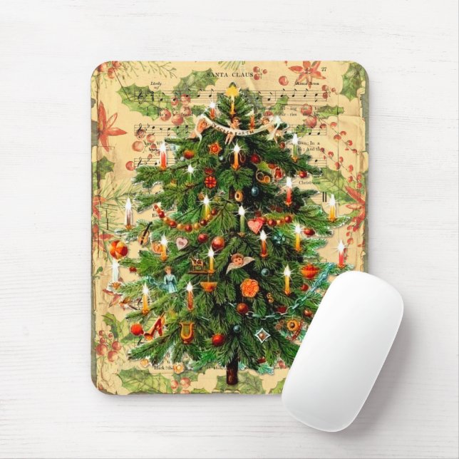 Weihnachtsbaummuster rustikaler Retro Mousepad (Mit Mouse)