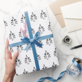 Weihnachtsbaummuster Schwarz-Weiß Geschenkpapier