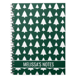 Weihnachtsbaummuster und Text in Grün und Weiß Notizblock