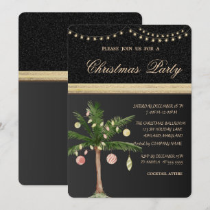 Weihnachtsbaumpalme, Schwarz, Weihnachts-Party Einladung