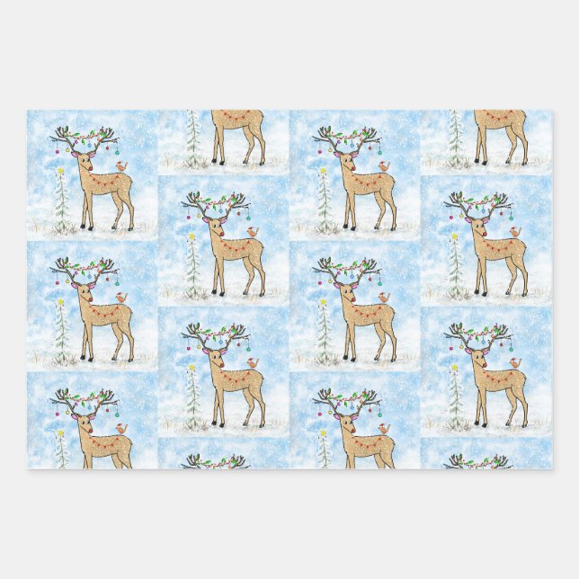 Weihnachtsbaumpapier Geschenkpapier Set (Vorderseite)