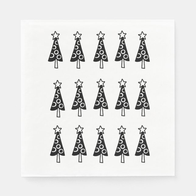 Weihnachtsbaumpapier Napkins, Schwarz & Weiß Serviette (Vorderseite)