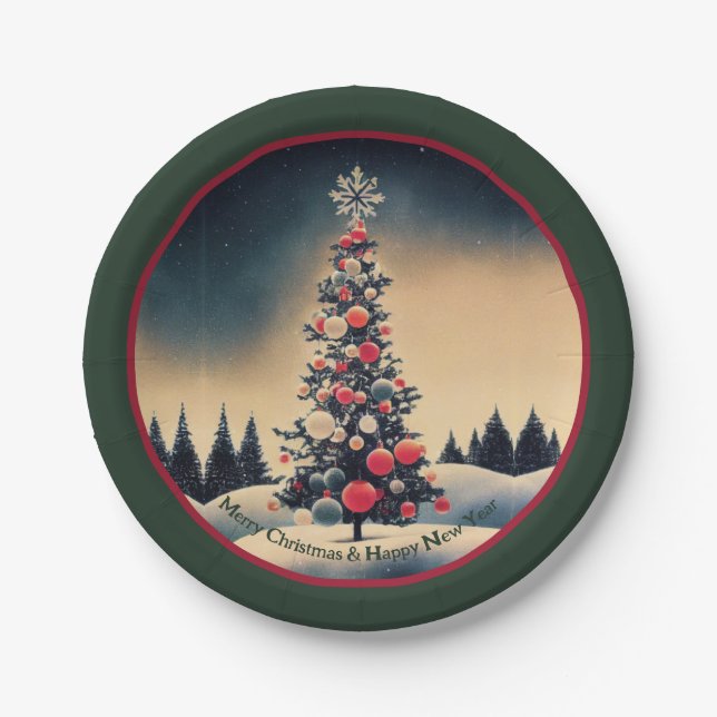 Weihnachtsbaumpapier-Teller Pappteller (Vorderseite)