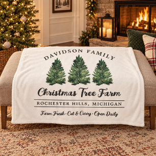 Weihnachtsbaumplantagen Familienname Personalisier Fleecedecke