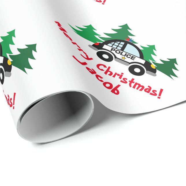 Weihnachtsbaumpolizei für niedliche Kinder Geschenkpapier (Rolleneckpunkt)