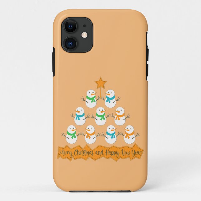 Weihnachtsbaumpyramide aus Weihnachtsschneemännern Case-Mate iPhone Hülle (Rückseite)