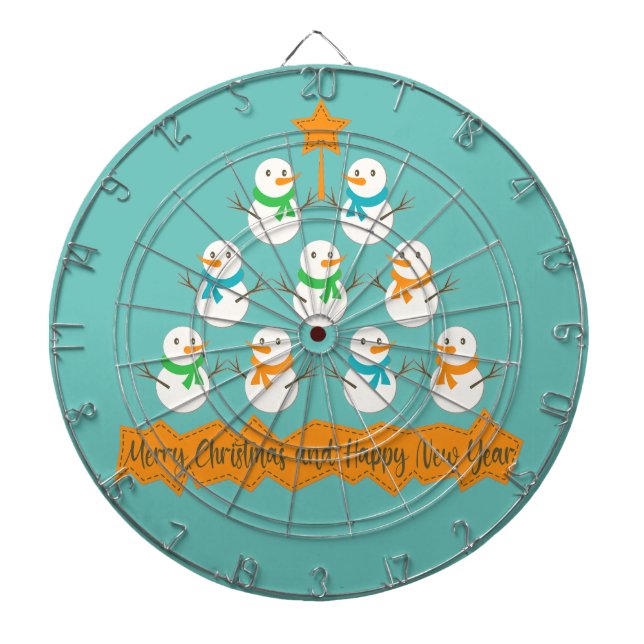 Weihnachtsbaumpyramide aus Weihnachtsschneemännern Dartscheibe (vorne)