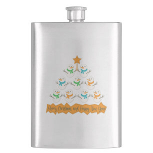 Weihnachtsbaumpyramide aus Weihnachtsschneemännern Flachmann