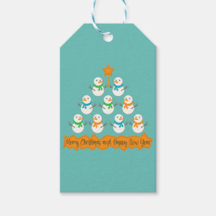Weihnachtsbaumpyramide aus Weihnachtsschneemännern Geschenkanhänger