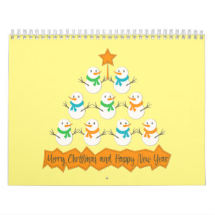 Weihnachtsbaumpyramide aus Weihnachtsschneemännern Kalender