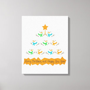 Weihnachtsbaumpyramide aus Weihnachtsschneemännern Leinwanddruck