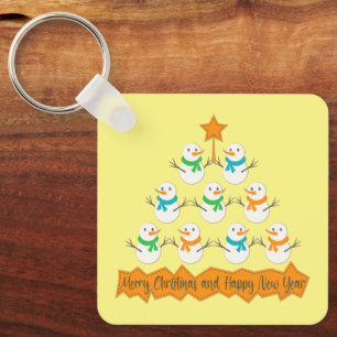 Weihnachtsbaumpyramide aus Weihnachtsschneemännern Schlüsselanhänger
