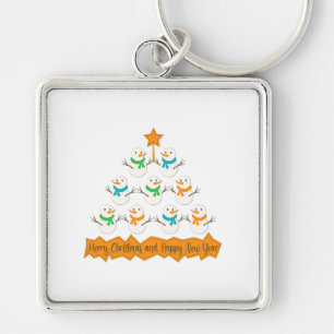 Weihnachtsbaumpyramide aus Weihnachtsschneemännern Schlüsselanhänger
