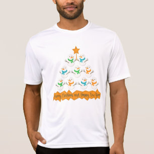 Weihnachtsbaumpyramide aus Weihnachtsschneemännern T-Shirt