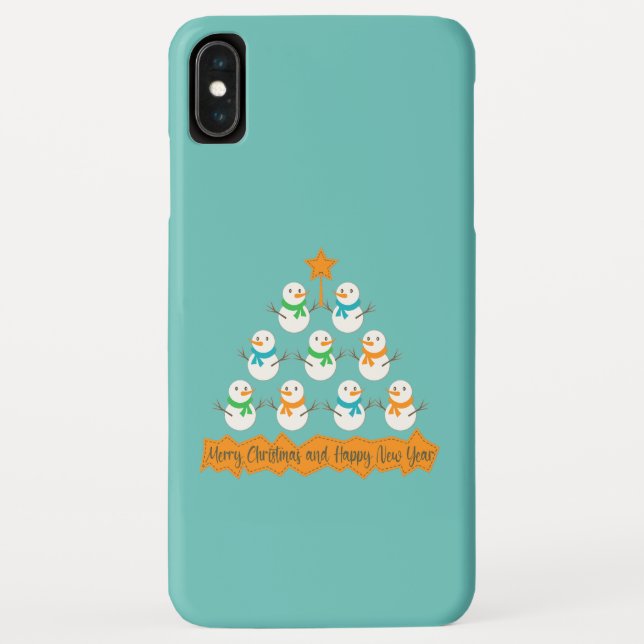 Weihnachtsbaumpyramide aus Xmas-Schneemännern Case-Mate iPhone Hülle (Rückseite)
