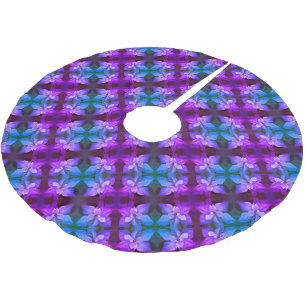 Weihnachtsbaumrock - Blau/Lila Poinsettias. Polyester Weihnachtsbaumdecke
