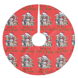 Weihnachtsbaumrock mit Hunden Polyester Weihnachtsbaumdecke