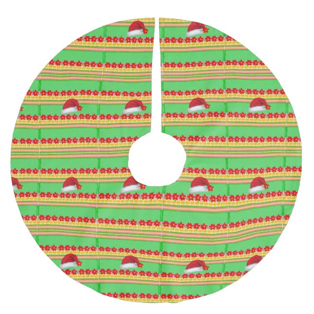 Weihnachtsbaumrock-Weihnachtsmannmütze Polyester Weihnachtsbaumdecke (Vorderseite)