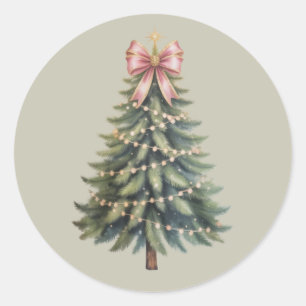 Weihnachtsbaumschleife Coquette Weihnachten Runder Aufkleber