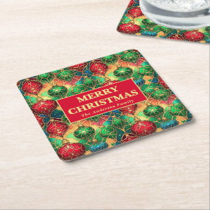 Weihnachtsbaumschmuck aus Glas Rechteckiger Pappuntersetzer