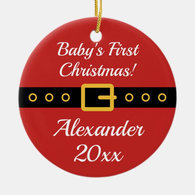 Weihnachtsbaumschmuck des Babys Keramik Ornament (Vorne)