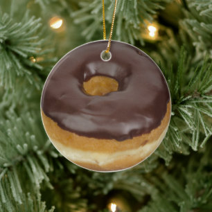 WEIHNACHTSBAUMSCHMUCK DONUT SCHOKOLADE KERAMIK ORNAMENT