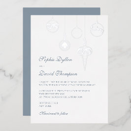 Weihnachtsbaumschmuck Eisblauer Hochzeitstil Folieneinladung