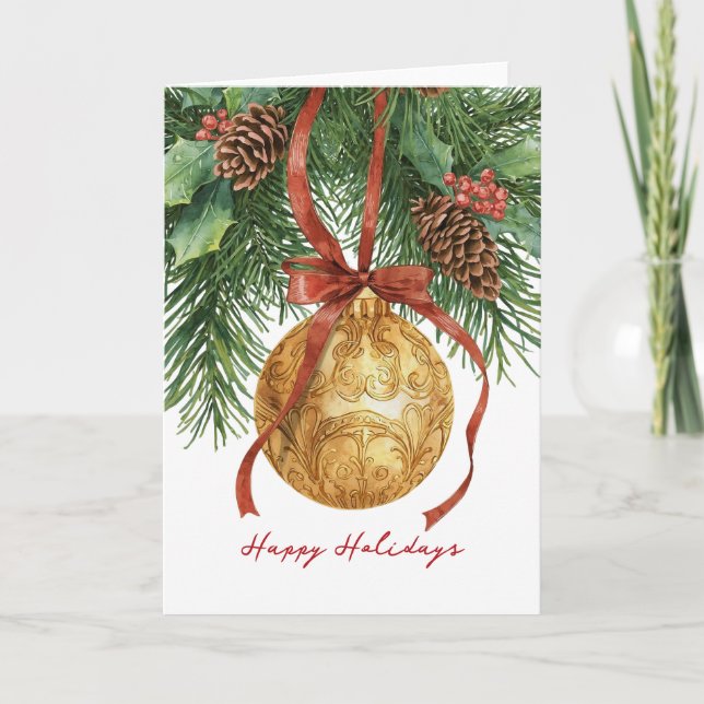 Weihnachtsbaumschmuck Faltkarte Feiertagskarte (Vorderseite)