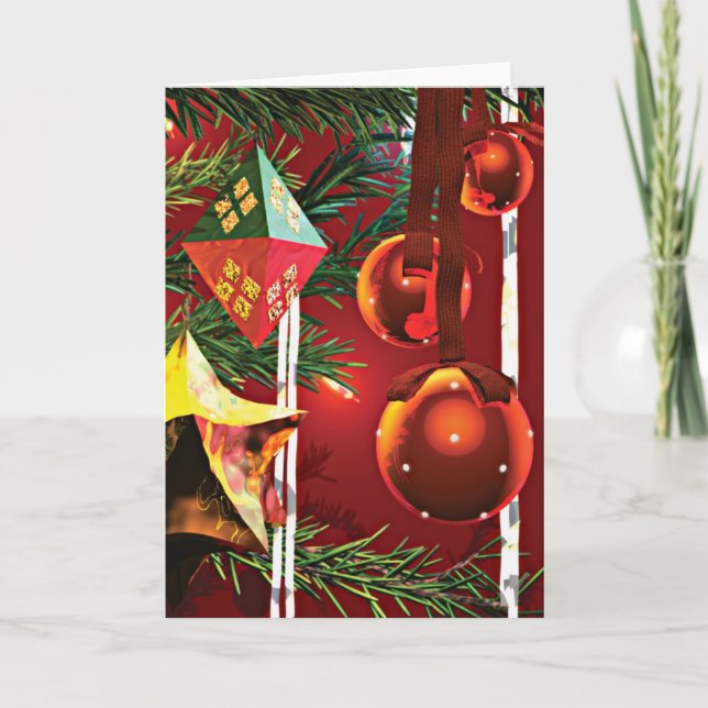 Weihnachtsbaumschmuck Feiertagskarte (Vorderseite)