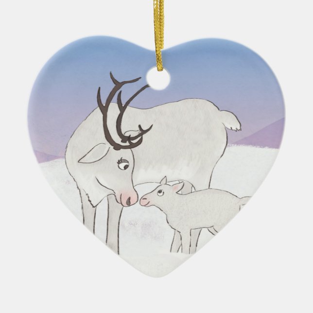 Weihnachtsbaumschmuck für Mutter und Rentiere Keramik Ornament (Vorne)