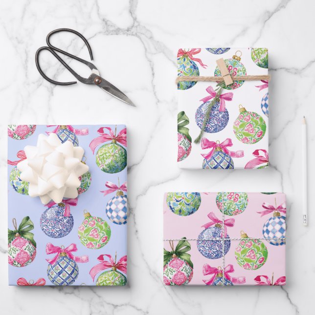 Weihnachtsbaumschmuck Geschenkpapier Set (Vorderseite)