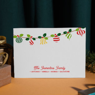 Weihnachtsbaumschmuck Girlande Familie Notizkarten Mitteilungskarte
