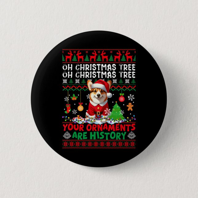 Weihnachtsbaumschmuck ist Geschichte Sweater Santa Button (Vorderseite)