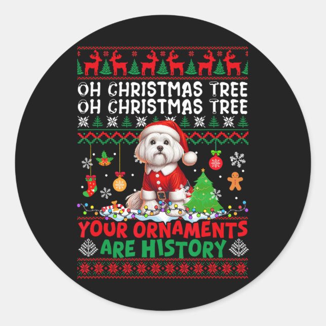 Weihnachtsbaumschmuck ist Geschichte Sweater Santa Runder Aufkleber (Vorderseite)