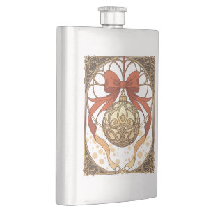 Weihnachtsbaumschmuck Rot Und Beige Art Nouveau Flachmann